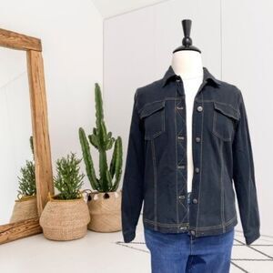 Coldwater Creek Women's Button Front Shacket Stretch Denim Feel Jacket Petite L